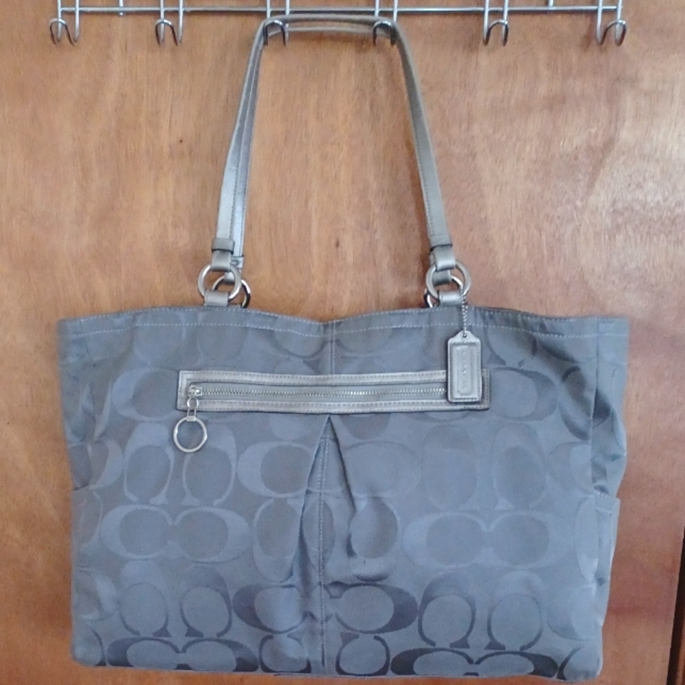 Coach Gray Signature Canvas Tote